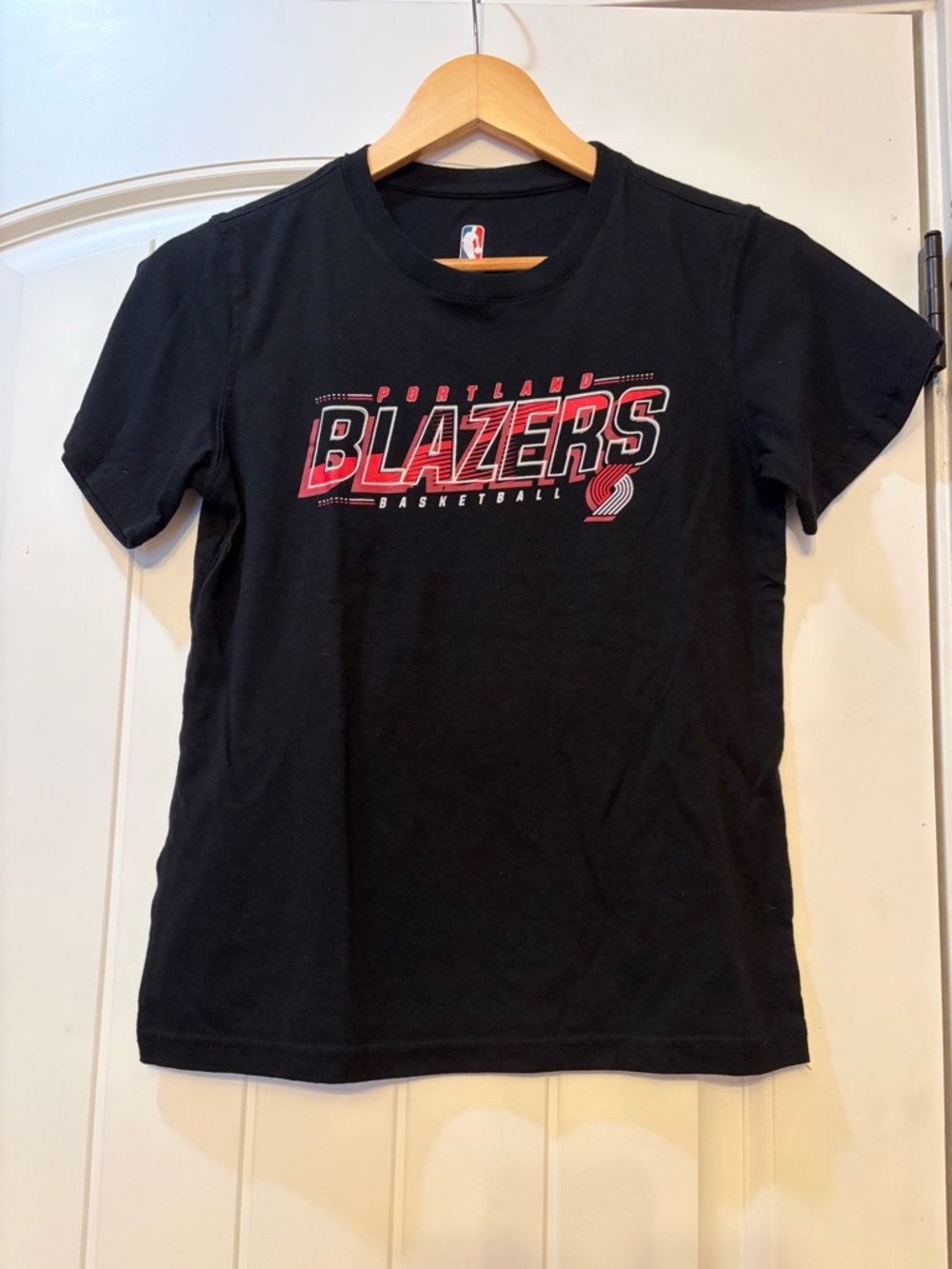 NBA Black Tee with Red, White, and Blue Logo